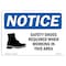 Signmission OSHA Sign, Shoes Required When Working With Symbol, 18in X 12in Aluminum, 18" W, 12" H, Landscape OS-NS-A-1218-L-18220 - alternate 1
